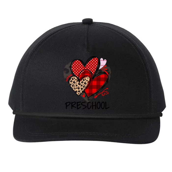 Preschool Teacher Buffalo Plaid Leopard Valentines Day Gift Snapback Five-Panel Rope Hat