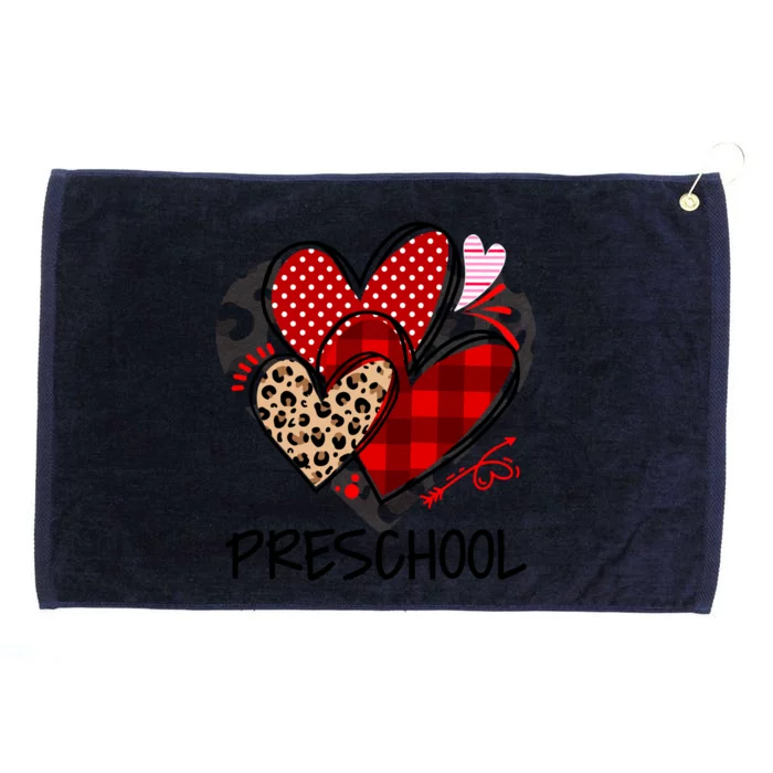 Preschool Teacher Buffalo Plaid Leopard Valentines Day Gift Grommeted Golf Towel