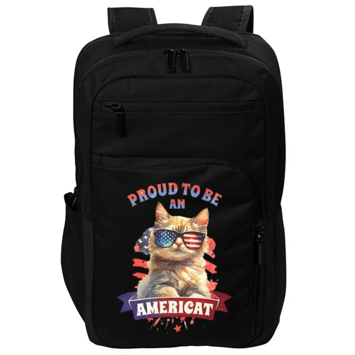 Proud To Be Americat Cute Cat Usa Impact Tech Backpack