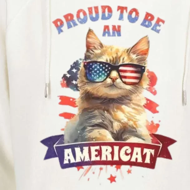 Proud To Be Americat Cute Cat Usa Womens Funnel Neck Pullover Hood