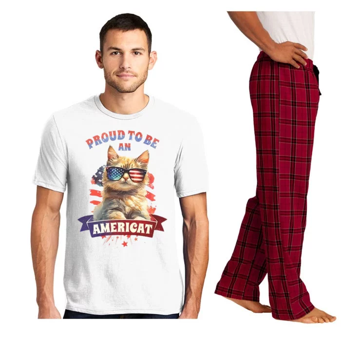 Proud To Be Americat Cute Cat Usa Pajama Set