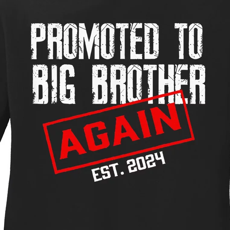 Promoted To Big Brother Again Est 2024 Big Bro 2024 Apparel Ladies Long Sleeve Shirt