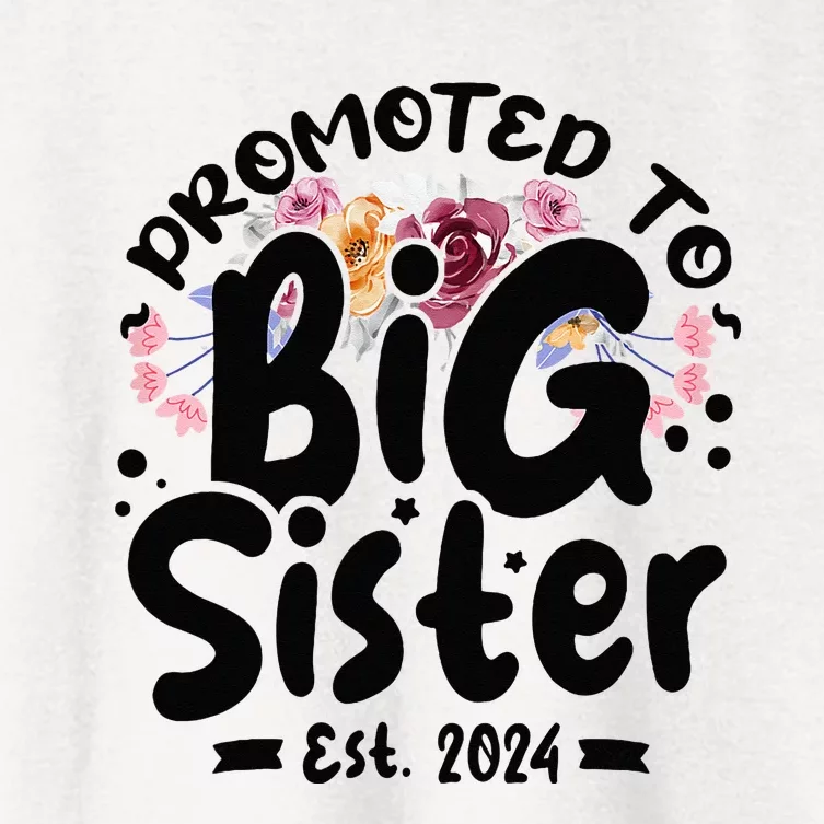 Promoted To Big Sister 2024 Cute Big Sister Kids Floral Women's Crop Top Tee