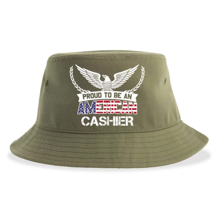 Proud To Be An American Cashier Gift Sustainable Bucket Hat