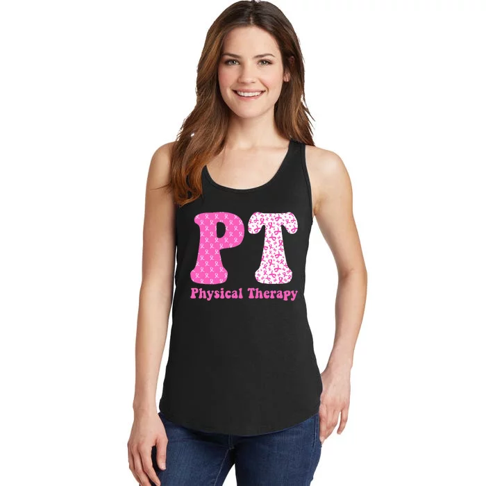 Physical Therapy Breast Cancer Awareness Month PT Therapist Ladies Essential Tank