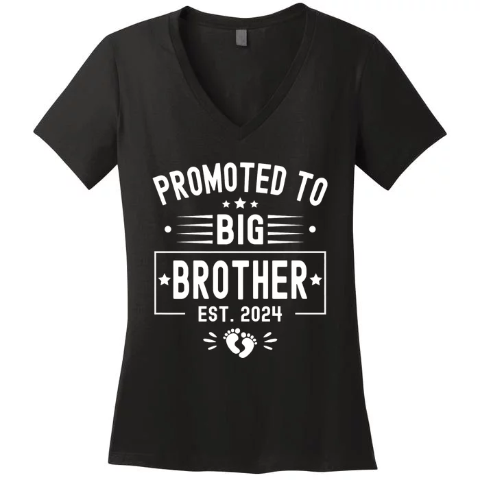 Promoted To Big Brother Est 2024 Soon To Be Big Brother 2024 Women's V-Neck T-Shirt