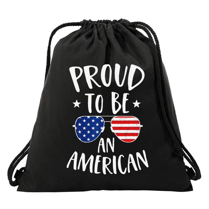 Proud to Be an American 4th of July Patriotic Drawstring Bag