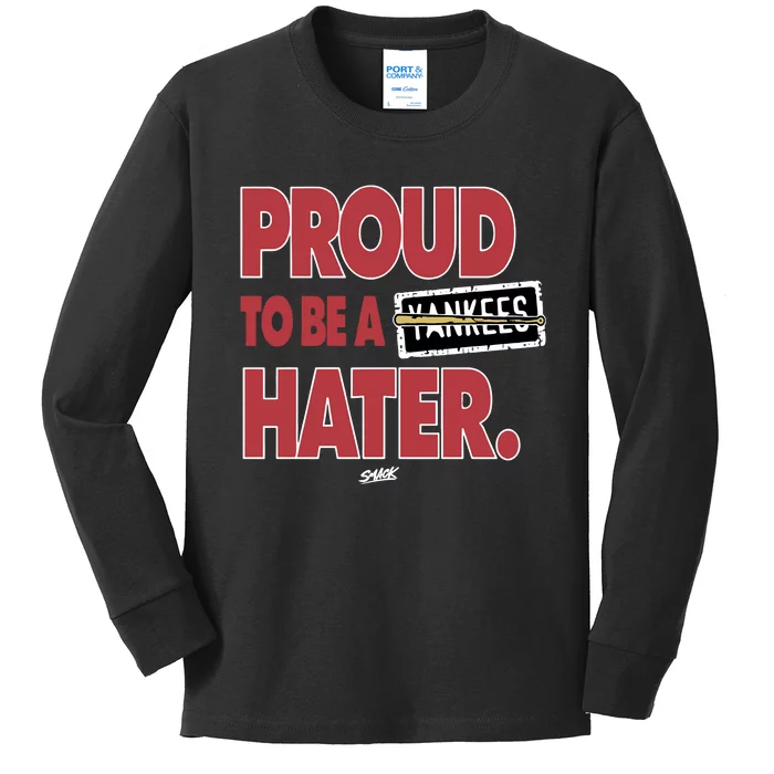 Proud To Be A Hater For Boston Baseball Fans Kids Long Sleeve Shirt