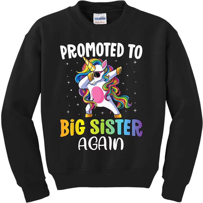 Promoted To Big Sister Again Sister Unicorn Kids Sweatshirt