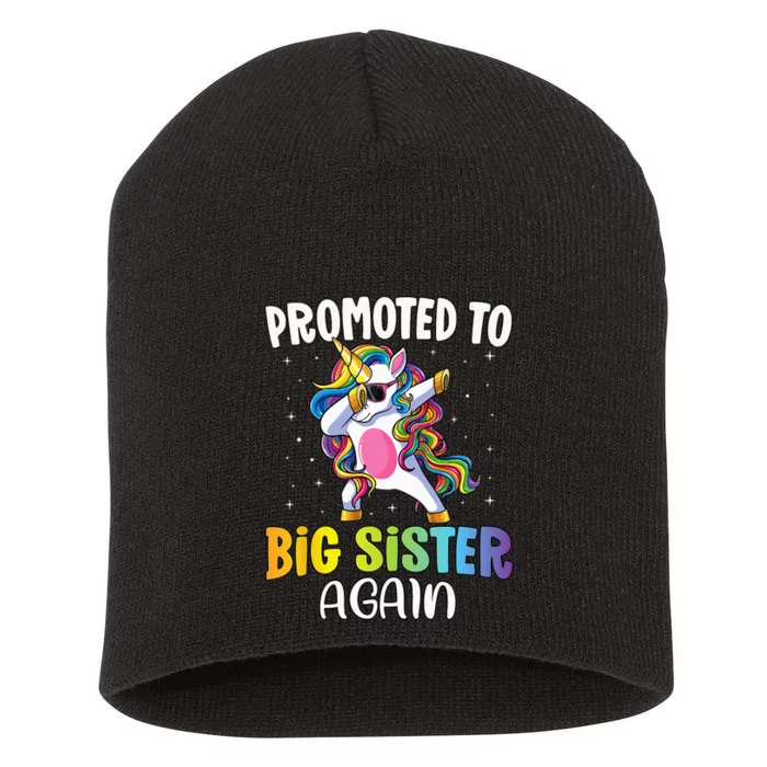 Promoted To Big Sister Again Sister Unicorn Short Acrylic Beanie