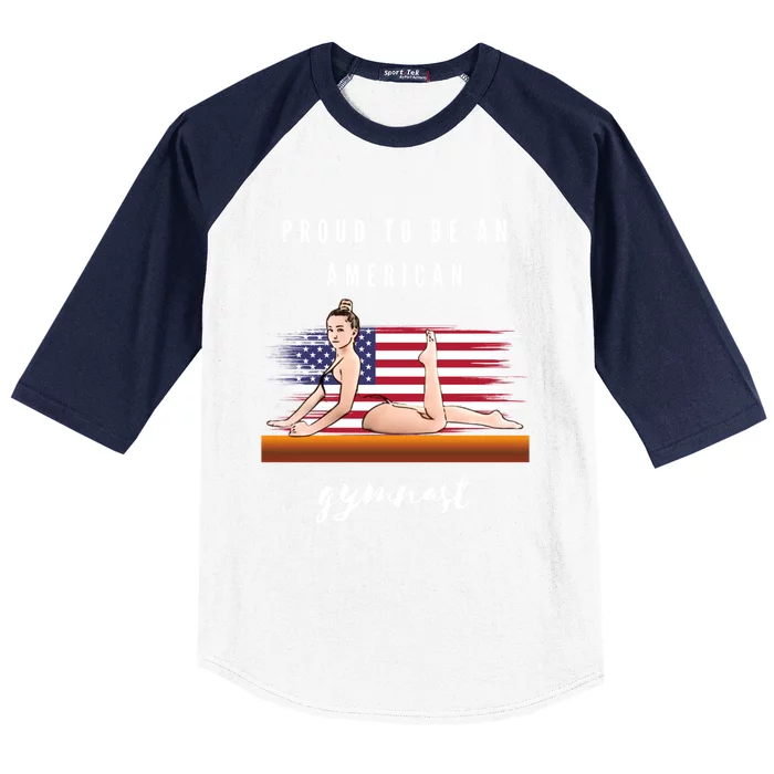 Proud To Be An American Gymnast Gift Baseball Sleeve Shirt