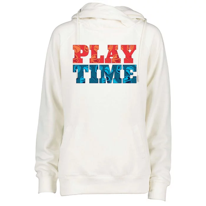 Play Time Baseball Womens Funnel Neck Pullover Hood