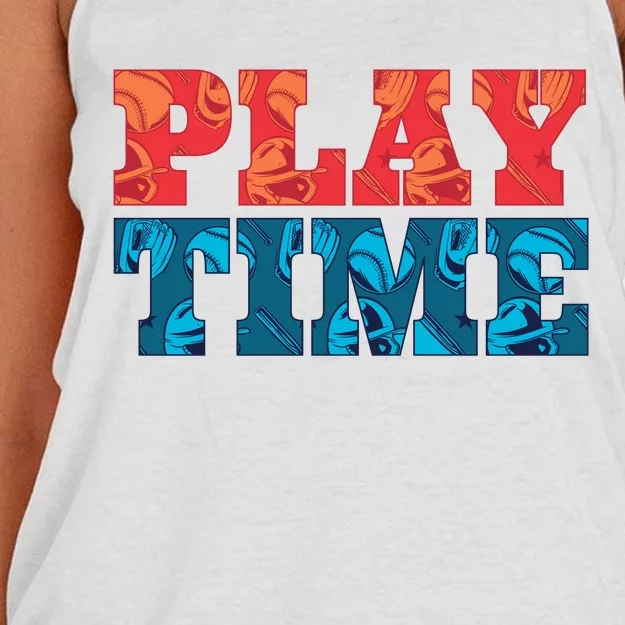 Play Time Baseball Women's Knotted Racerback Tank