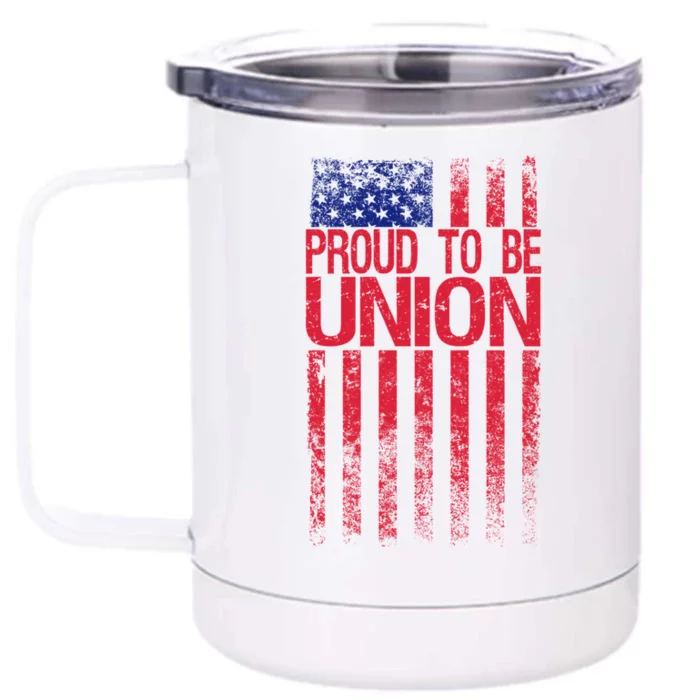 Proud To Be Union Workers Skilled Worker Us Flag Labor Day Gift Front & Back 12oz Stainless Steel Tumbler Cup