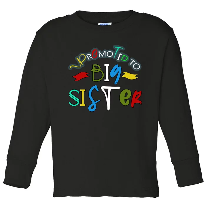 Promoted To Big Sister Est. 2024 Funny First Time New Sister Toddler Long Sleeve Shirt