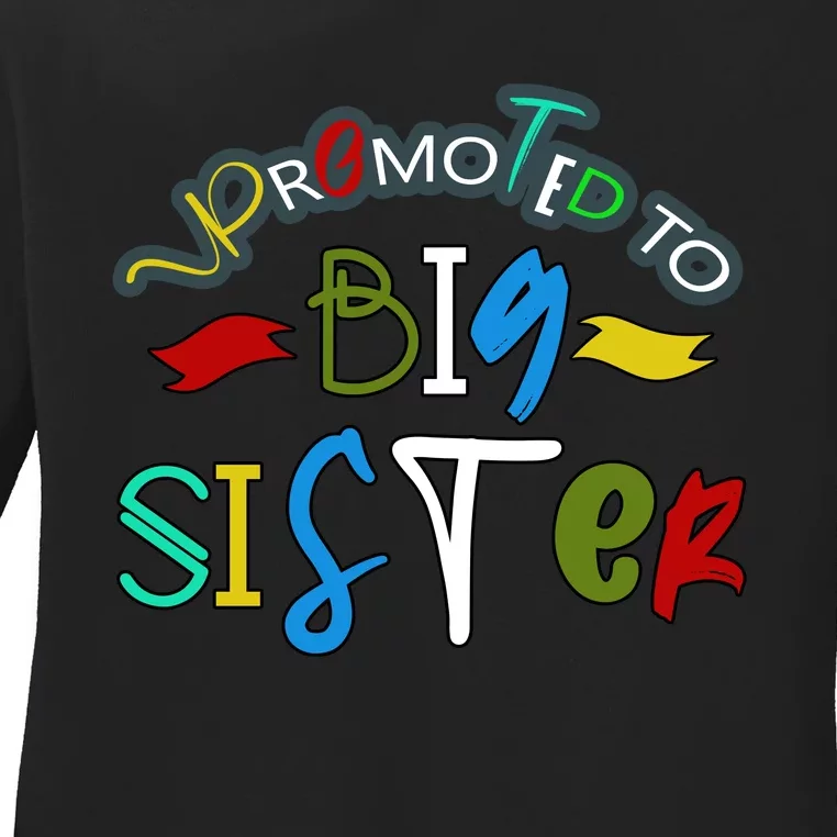 Promoted To Big Sister Est. 2024 Funny First Time New Sister Ladies Long Sleeve Shirt