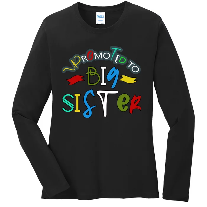 Promoted To Big Sister Est. 2024 Funny First Time New Sister Ladies Long Sleeve Shirt