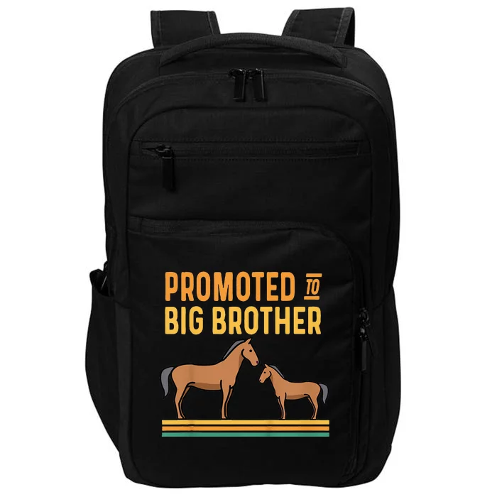 Promoted to Big Brother Baby Announcement Horse Impact Tech Backpack