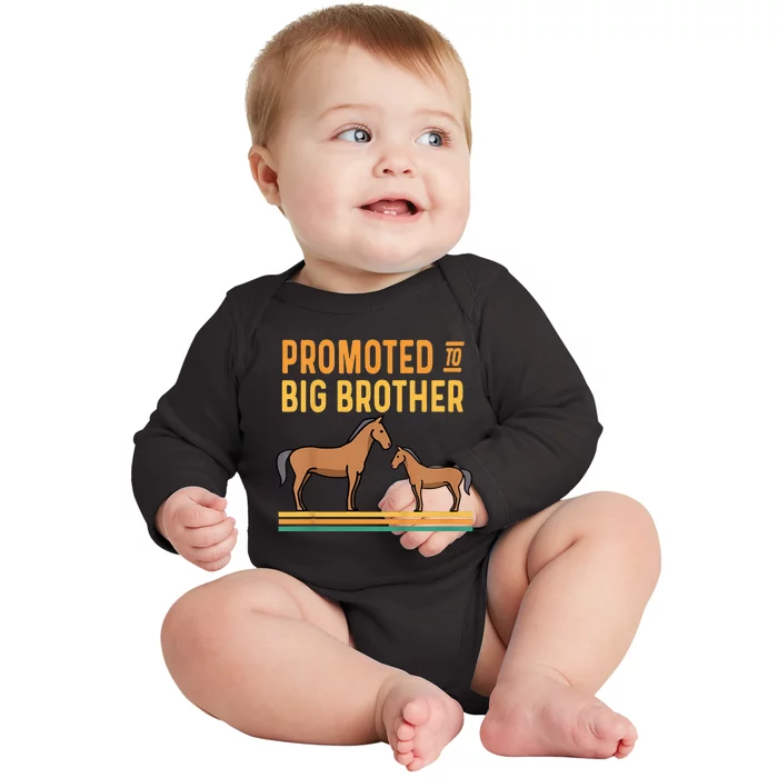 Promoted to Big Brother Baby Announcement Horse Baby Long Sleeve Bodysuit