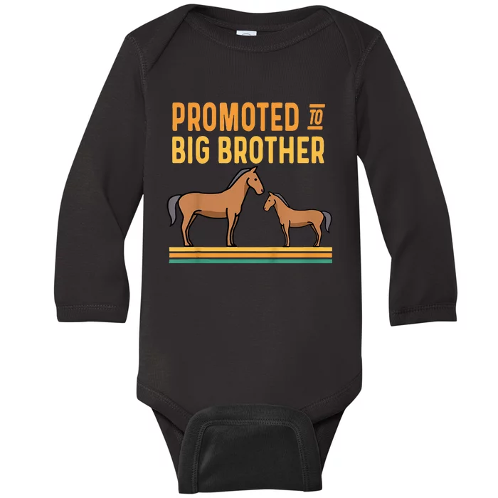 Promoted to Big Brother Baby Announcement Horse Baby Long Sleeve Bodysuit