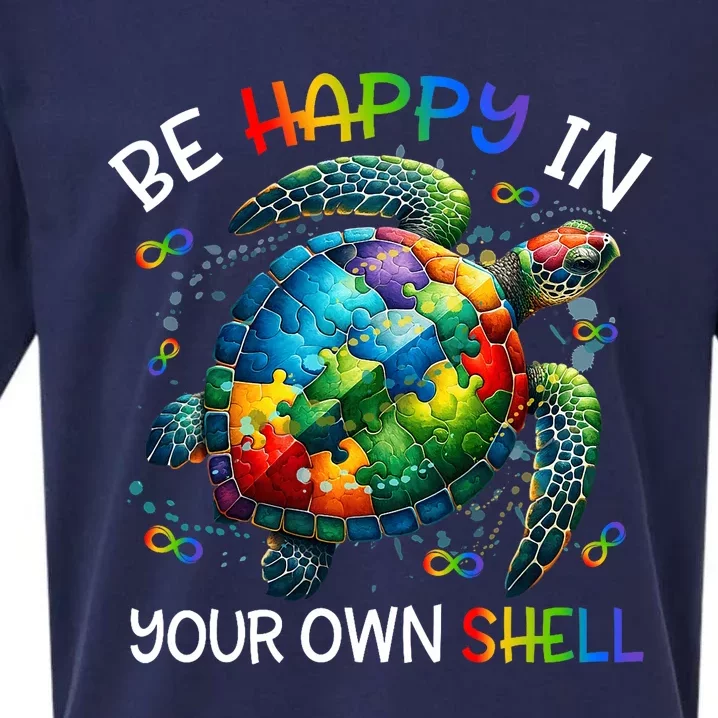 Puzzle Turtle Be Happy In Your Own Shell Autism Awareness Sueded Cloud Jersey T-Shirt