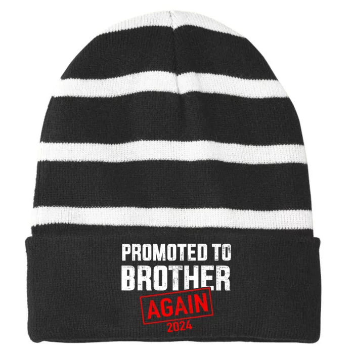 Promoted To Big Brother 2024 Again For New Baby Shower Striped Beanie with Solid Band