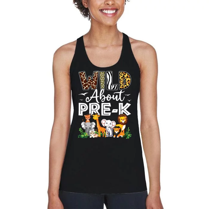 Prek Teacher Back To School Wild About Prek Women's Racerback Tank