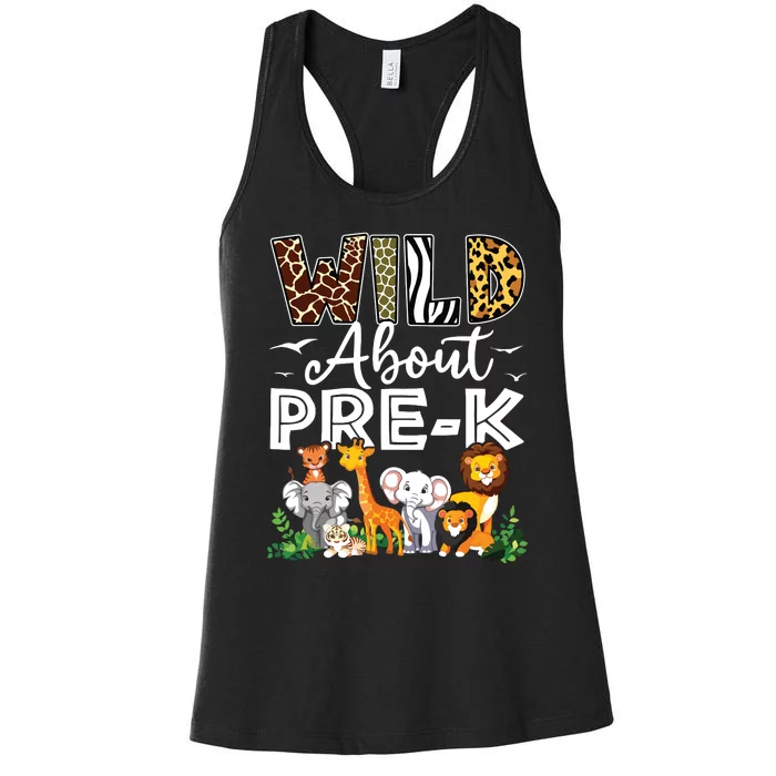 Prek Teacher Back To School Wild About Prek Women's Racerback Tank