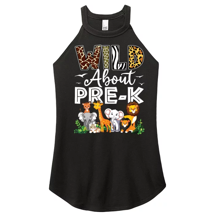 Prek Teacher Back To School Wild About Prek Women’s Perfect Tri Rocker Tank