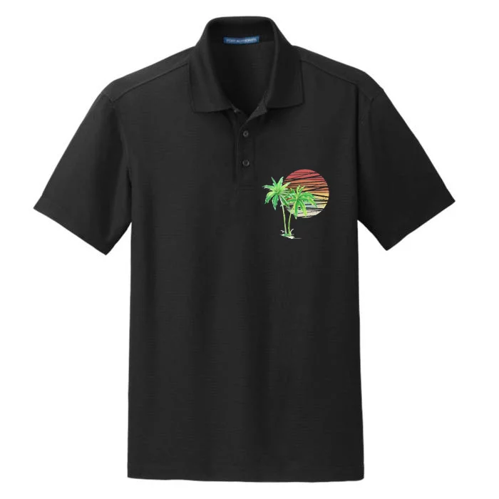 Palm Tree Beach Summer Vacation Holiday Island Dry Zone Grid Performance Polo