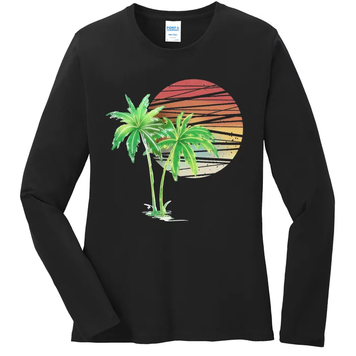 Palm Tree Beach Summer Vacation Holiday Island Ladies Long Sleeve Shirt