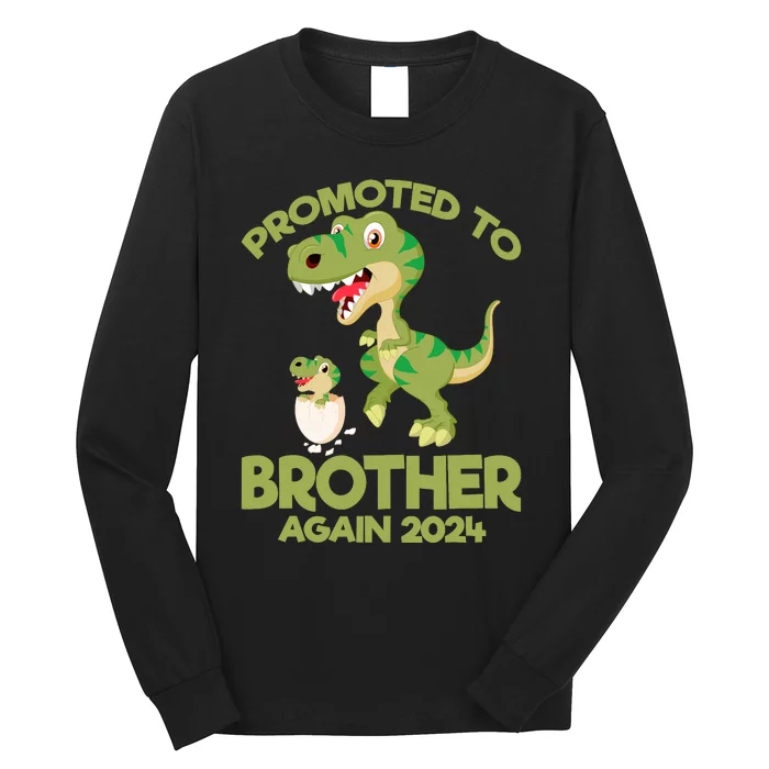 Promoted To Brother Again 2024 Dinosaur Trex Boy Long Sleeve Shirt