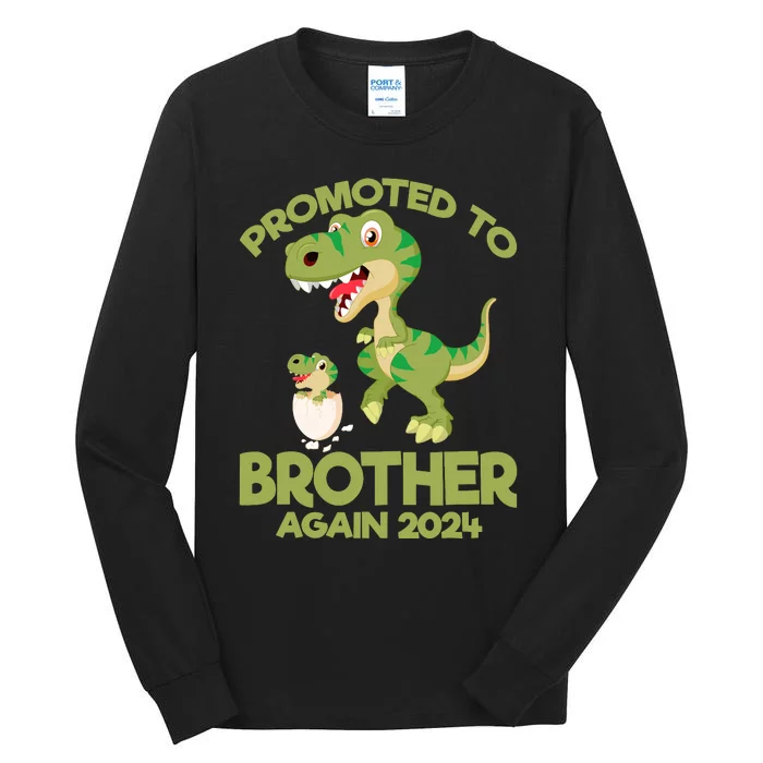 Promoted To Brother Again 2024 Dinosaur Trex Boy Tall Long Sleeve T-Shirt