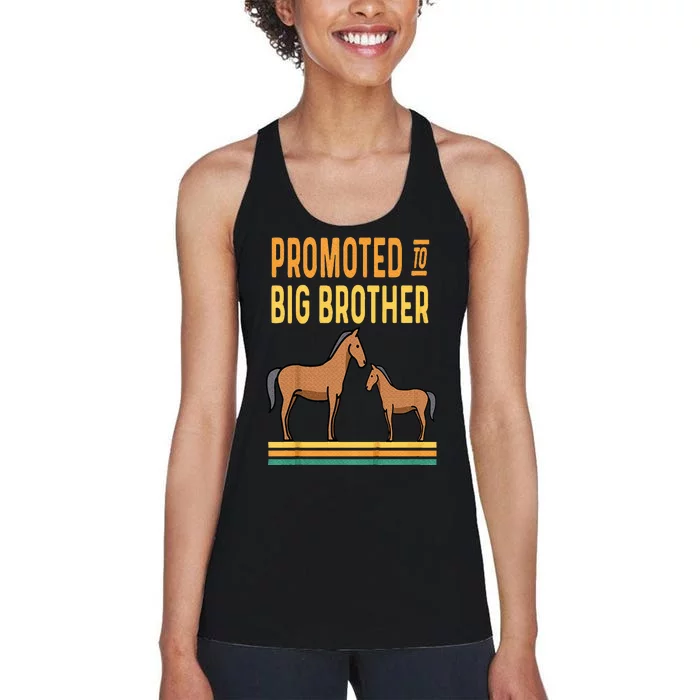 Promoted to Big Brother Baby Announcement Horse Mare Pony Women's Racerback Tank