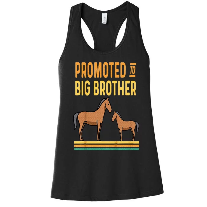 Promoted to Big Brother Baby Announcement Horse Mare Pony Women's Racerback Tank