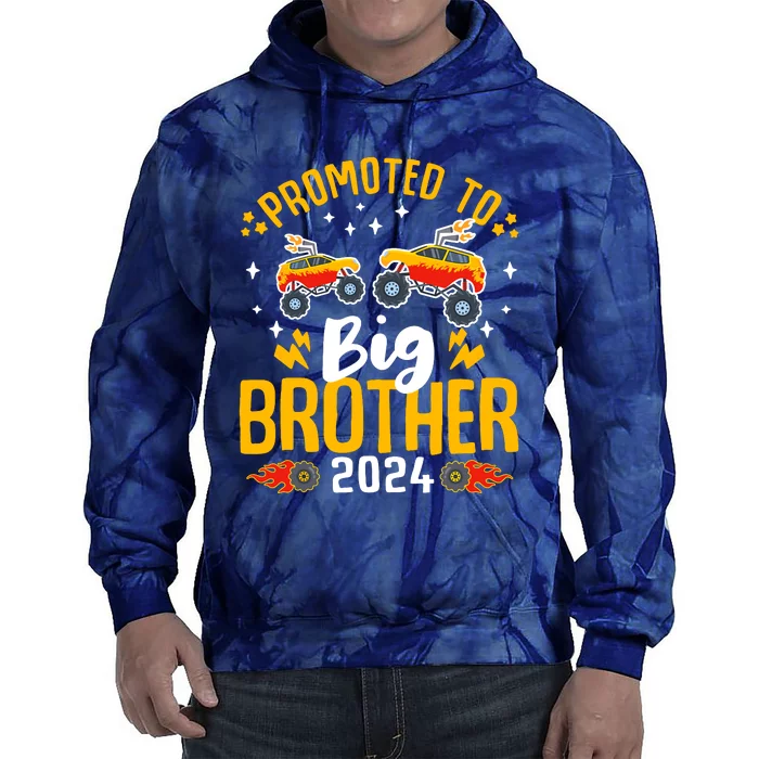 Promoted To Big Brother 2024 Monster Truck Boy Tie Dye Hoodie