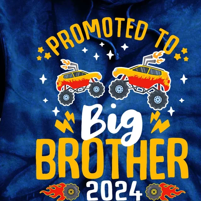 Promoted To Big Brother 2024 Monster Truck Boy Tie Dye Hoodie