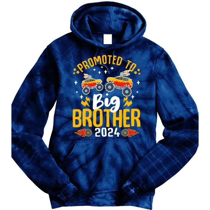 Promoted To Big Brother 2024 Monster Truck Boy Tie Dye Hoodie