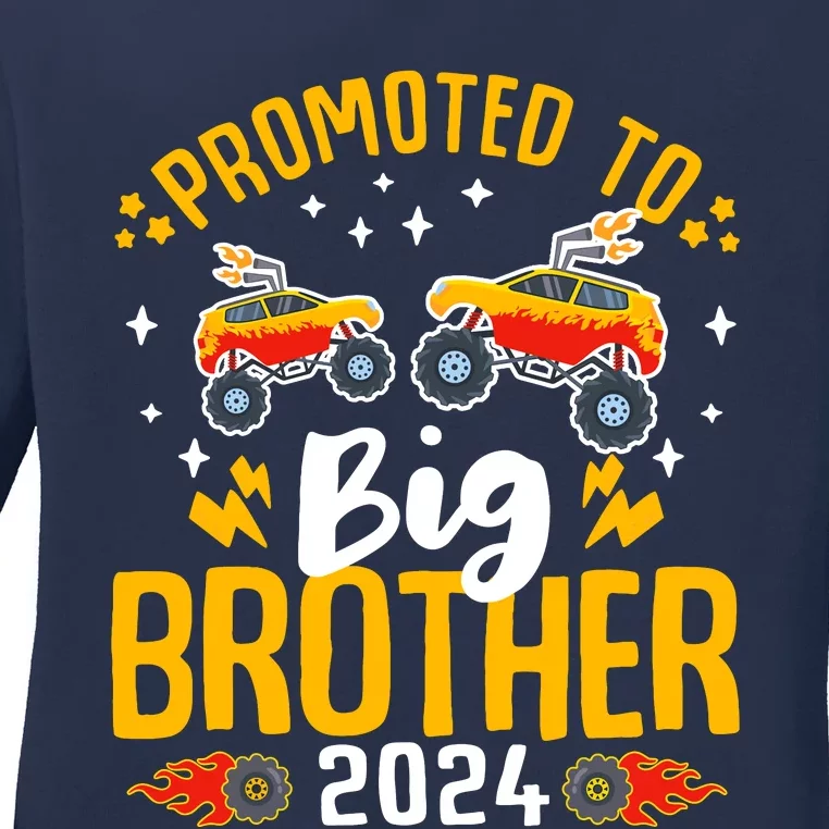 Promoted To Big Brother 2024 Monster Truck Boy Ladies Long Sleeve Shirt