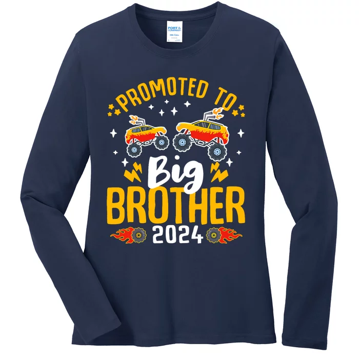 Promoted To Big Brother 2024 Monster Truck Boy Ladies Long Sleeve Shirt