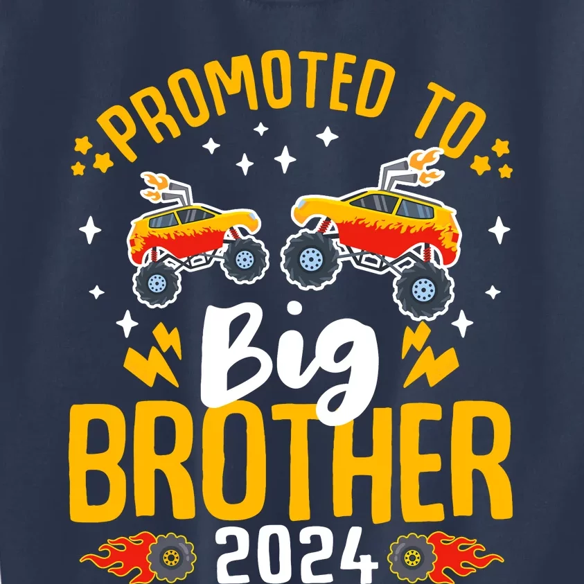 Promoted To Big Brother 2024 Monster Truck Boy Kids Sweatshirt