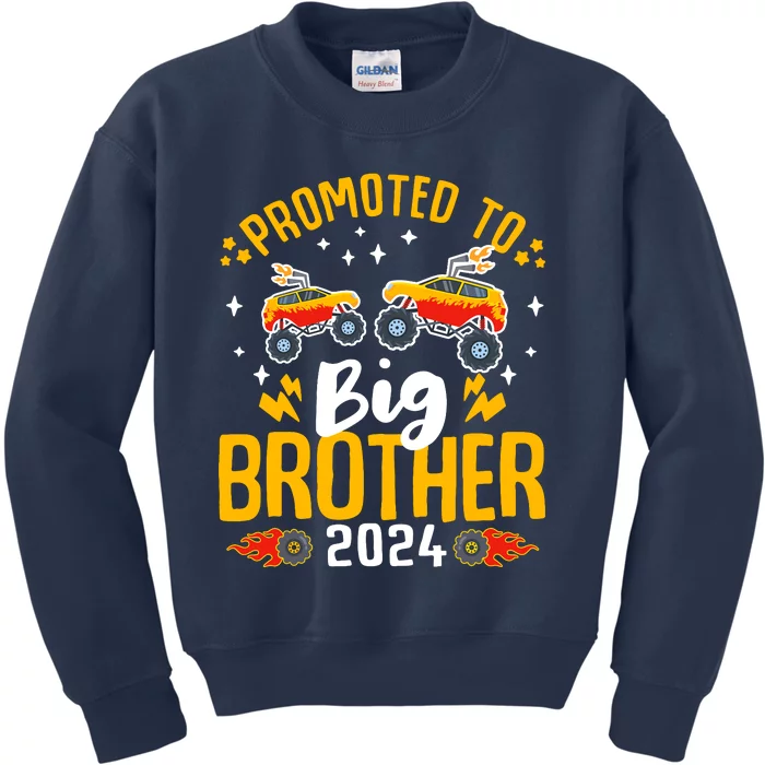 Promoted To Big Brother 2024 Monster Truck Boy Kids Sweatshirt