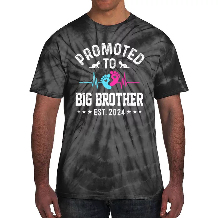 Promoted To Big Brother Est 2024 For Pregnancy Or New Baby Tie-Dye T-Shirt