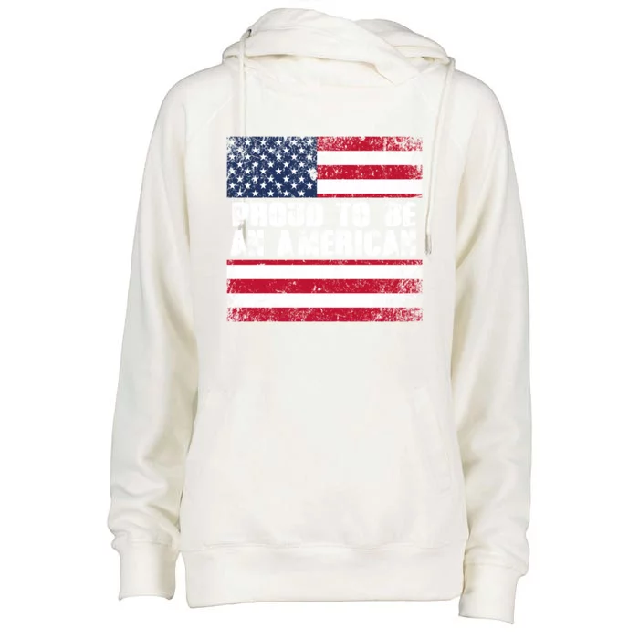 Proud To Be An American Usa Flag Gift Womens Funnel Neck Pullover Hood