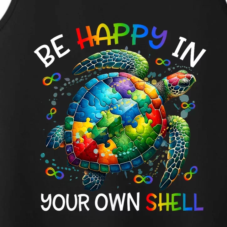 Puzzle Turtle Be Happy In Your Own Shell Autism Awareness Performance Tank