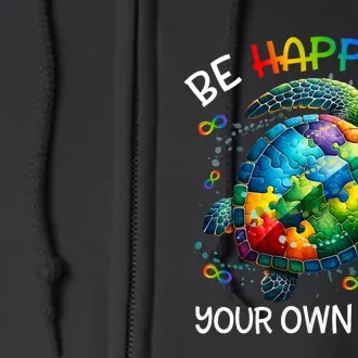 Puzzle Turtle Be Happy In Your Own Shell Autism Awareness Full Zip Hoodie