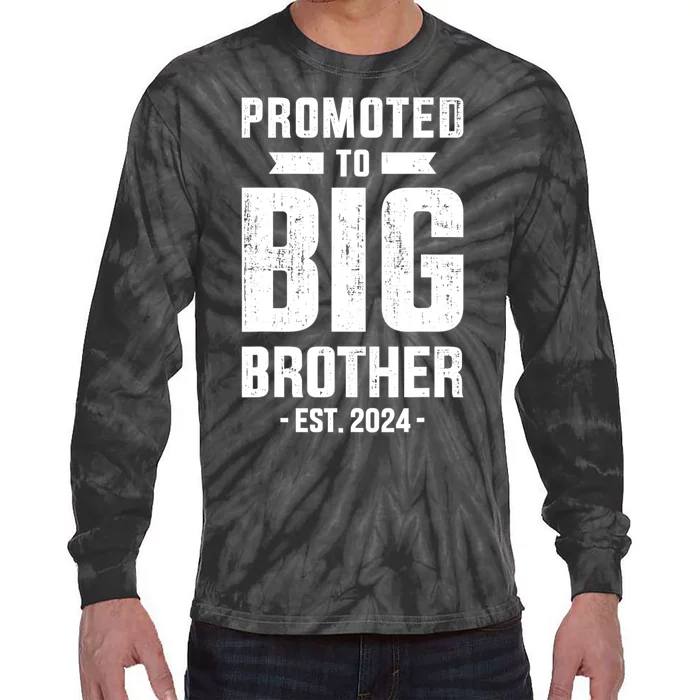 Promoted To Big Brother Est 2024 For Pregnancy Or New Baby Tie-Dye Long Sleeve Shirt