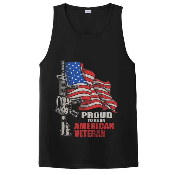 Proud To Be An American Veteran Cool Gift Performance Tank