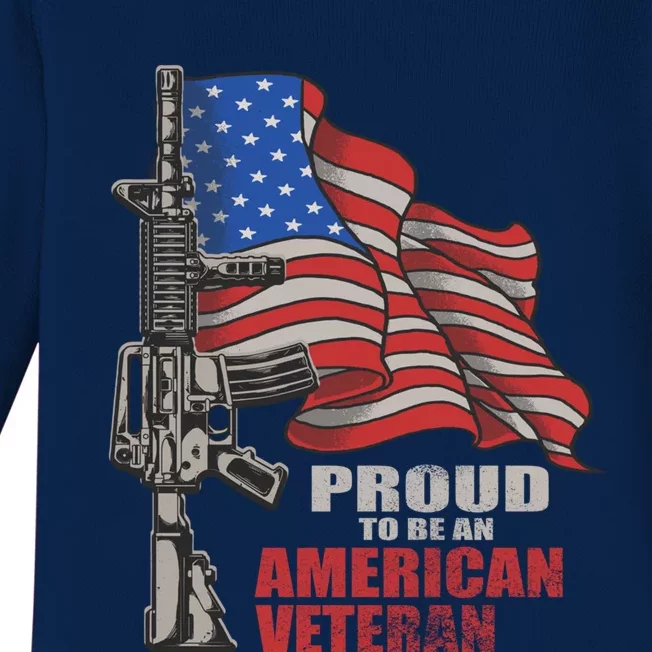 Proud To Be An American Veteran Cool Gift Baby Long Sleeve Bodysuit