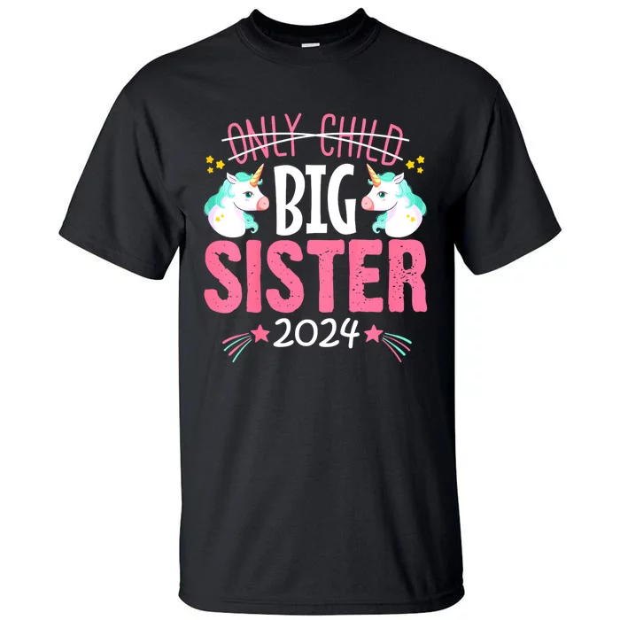 Promoted To Big Sister Est 2024 Unicorn Tall T-Shirt